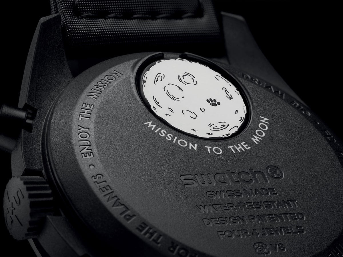 Swatch x Omega Bioceramic Moonswatch Mission To Moonphase - New Moon Snoopy