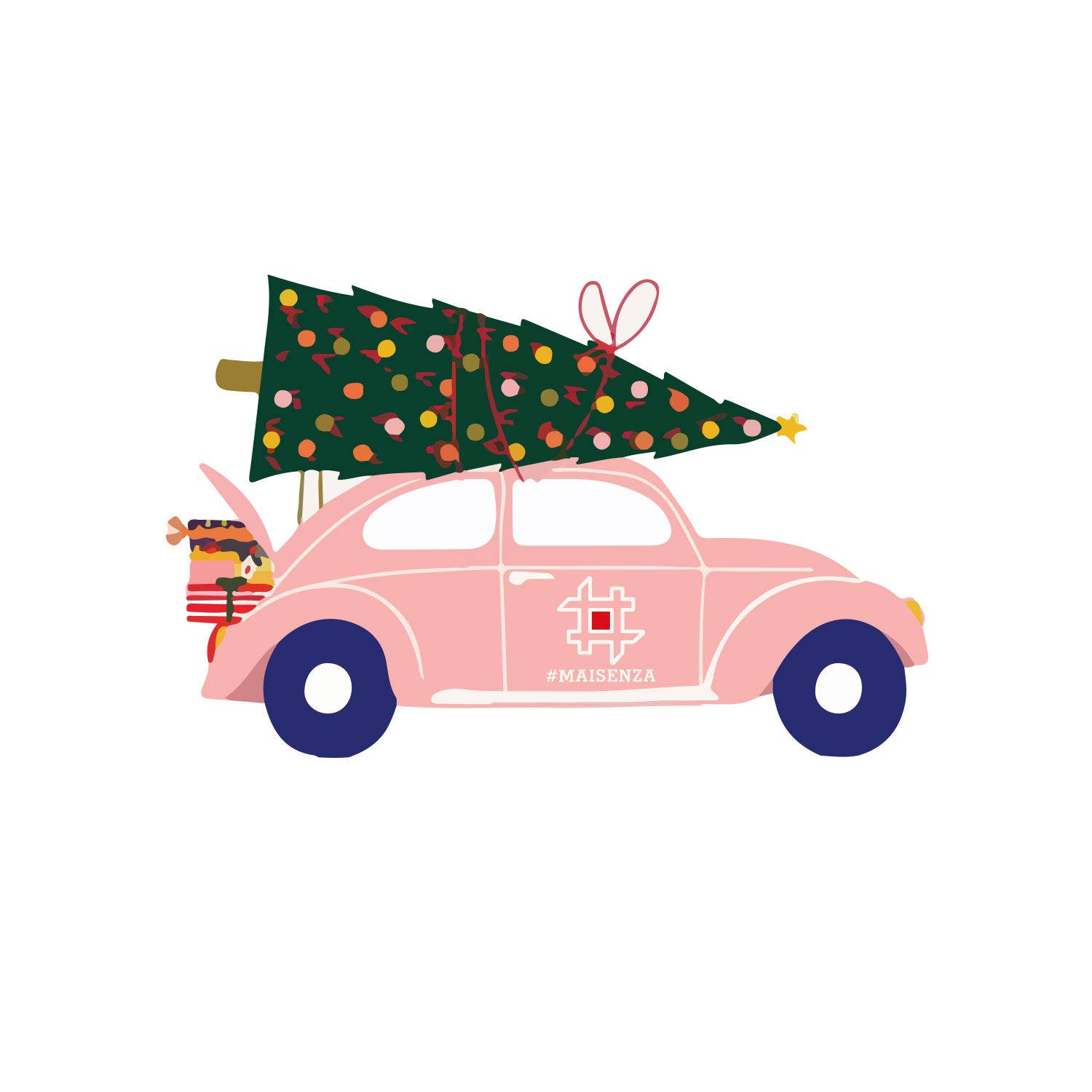 T-Shirt Stampata Natalizia - Tree Car