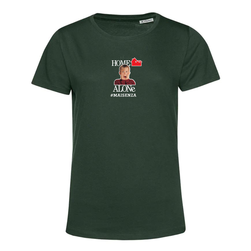 T-shirt organica Donna Home Alone - Verde bottiglia
