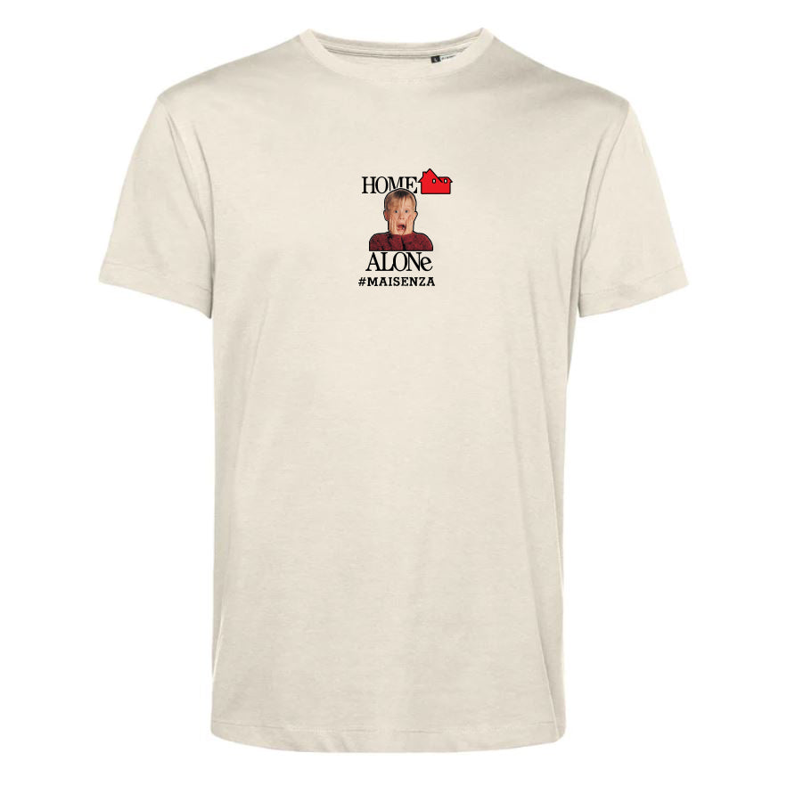 T-shirt organica Uomo Home Alone - Off White