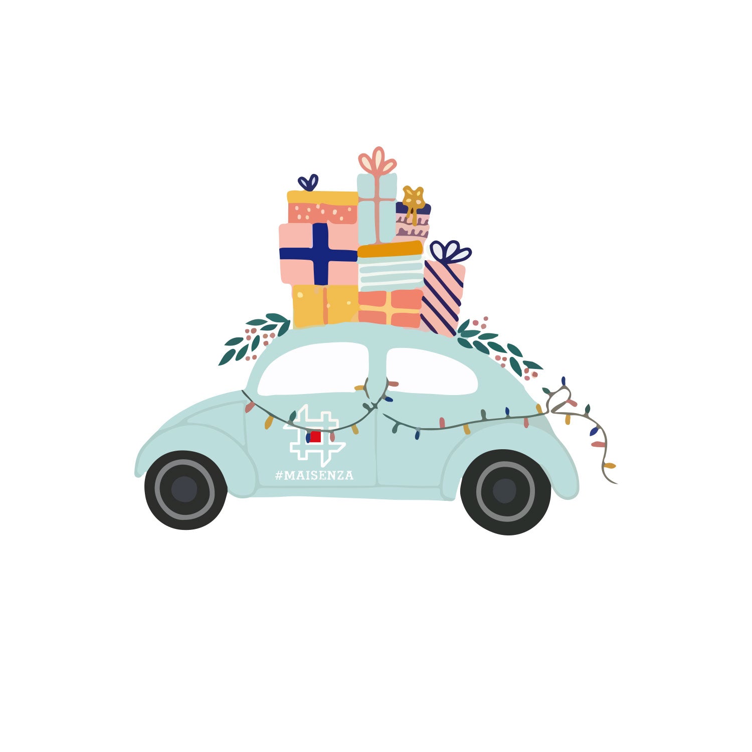 T-Shirt Stampata Natalizia - Gift car