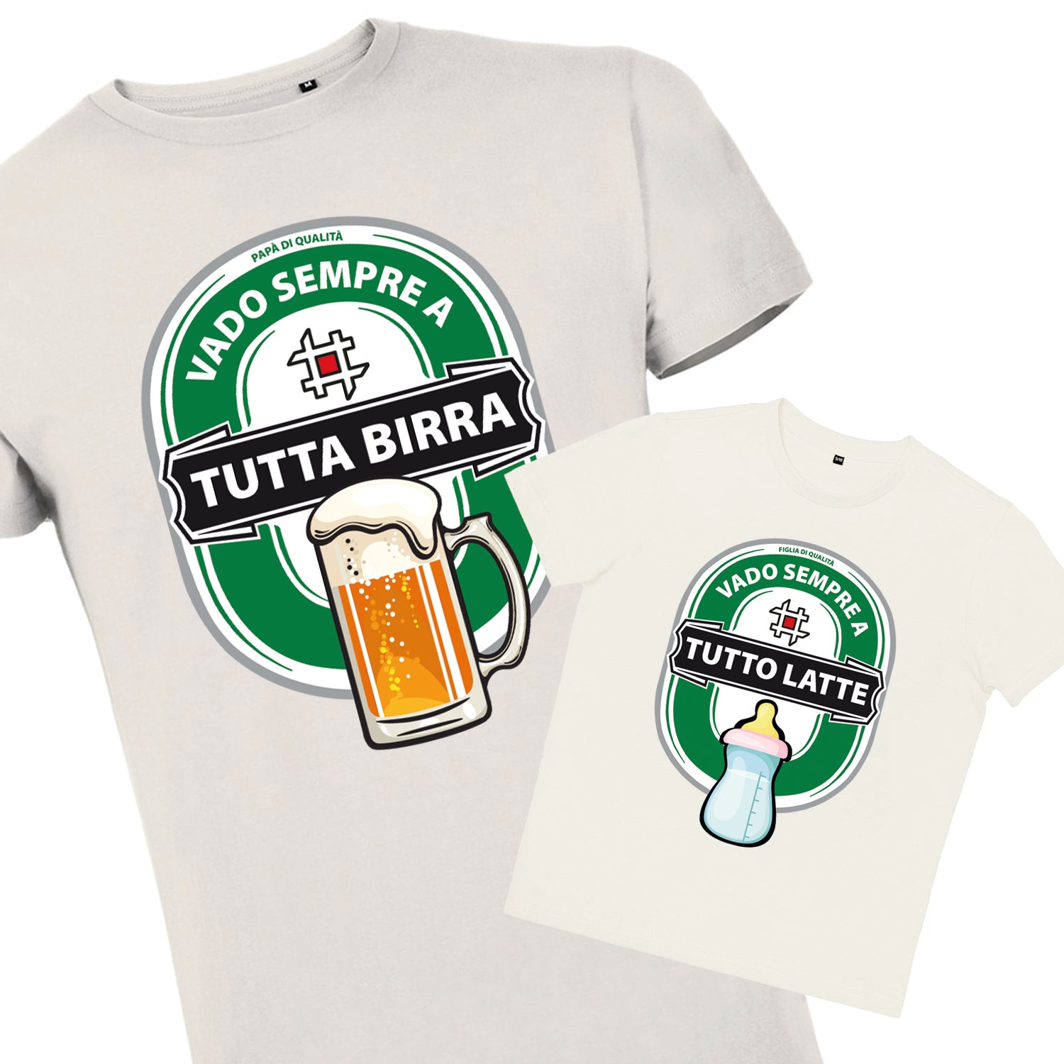 T-shirt papà figlia - A tutta birra / latte