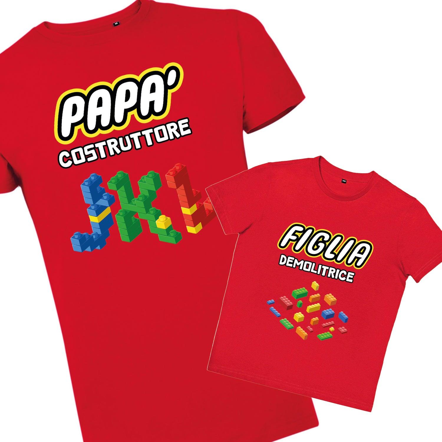 T-shirt papà figlia - costruttore / demolitrice