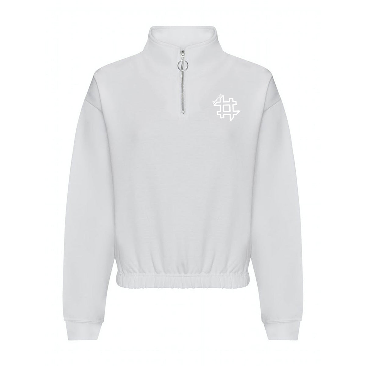 Felpa crop con Zip - Bianco