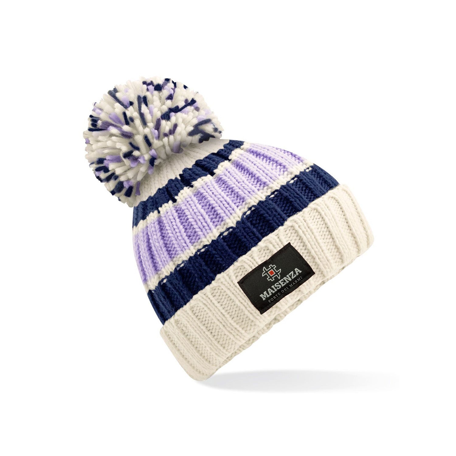 Cappello di lana con pom pom Hygge Beanie Maisenza # - Violetto e Blu