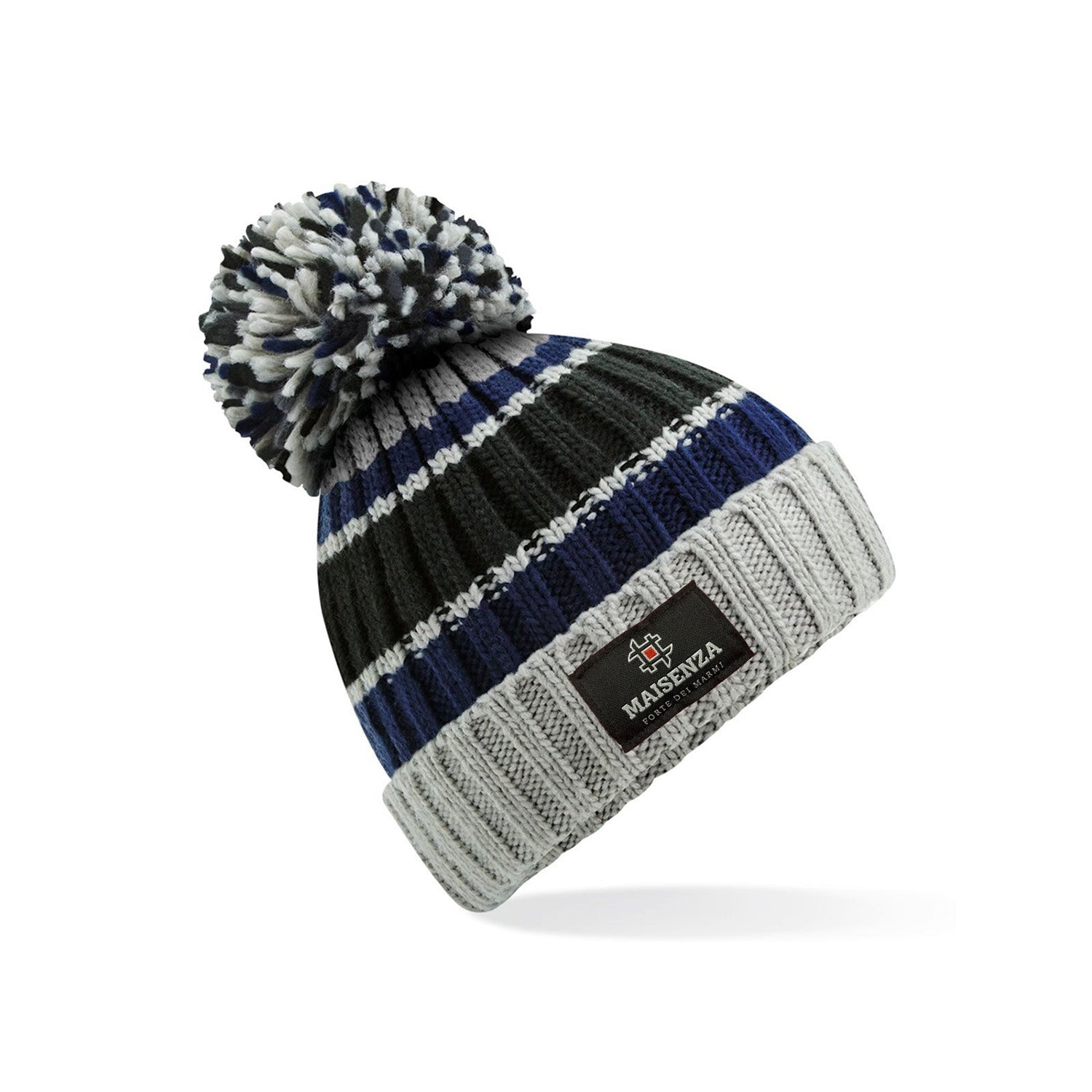 Cappello di lana con pom pom Hygge Beanie Maisenza # - Grigio e Blu