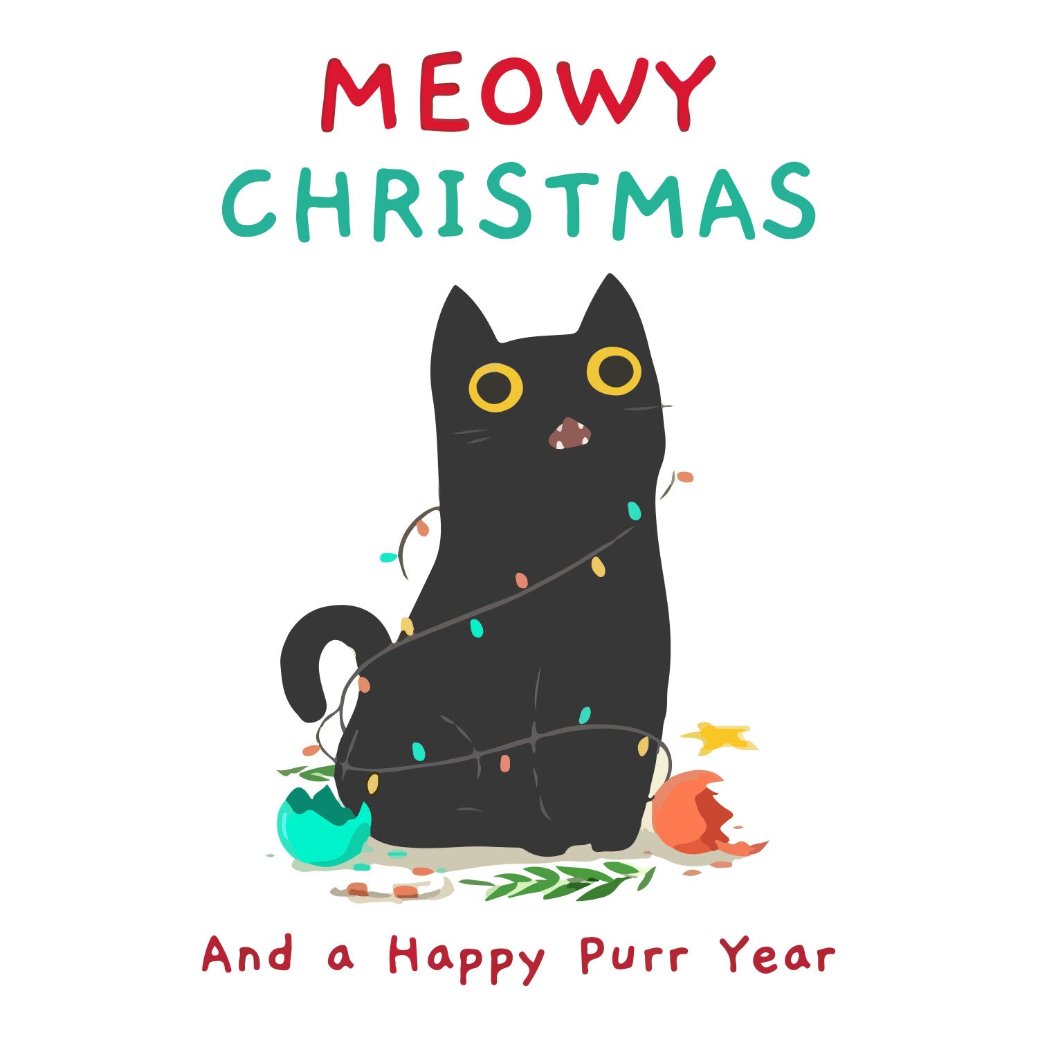 T-Shirt Stampata Natalizia - Meowy Christmas 2