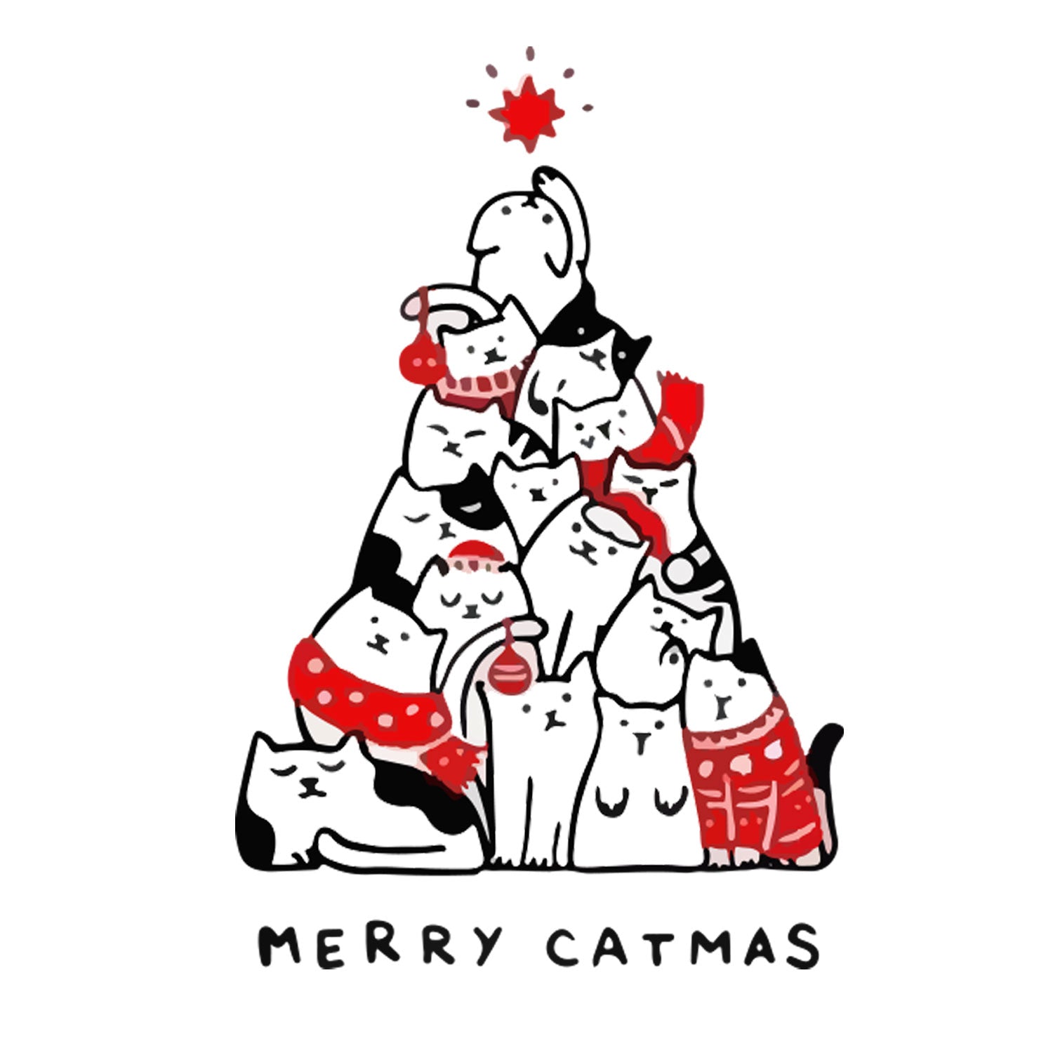 T-Shirt Stampata Natalizia - Merry catmas
