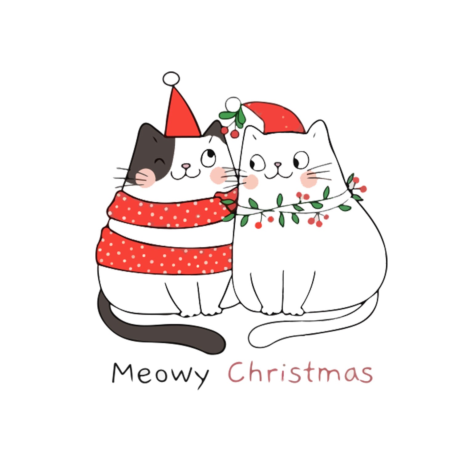 T-Shirt Stampata Natalizia - Meowy Christmas