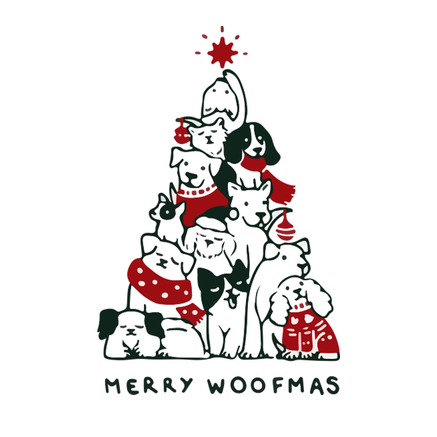 T-Shirt Stampata Natalizia - Merry Woofmas