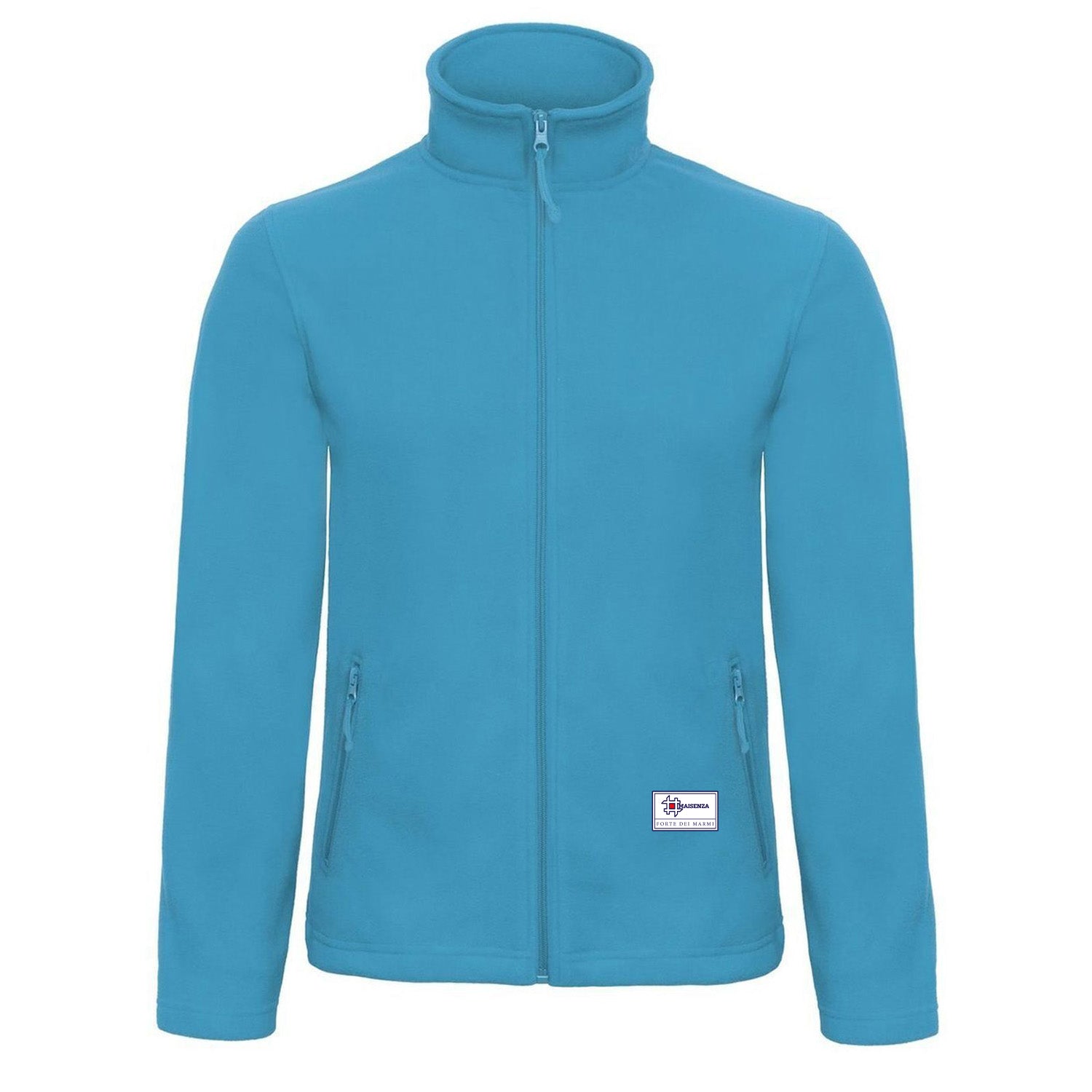 Sweater jacket in pile Label - Azzurro