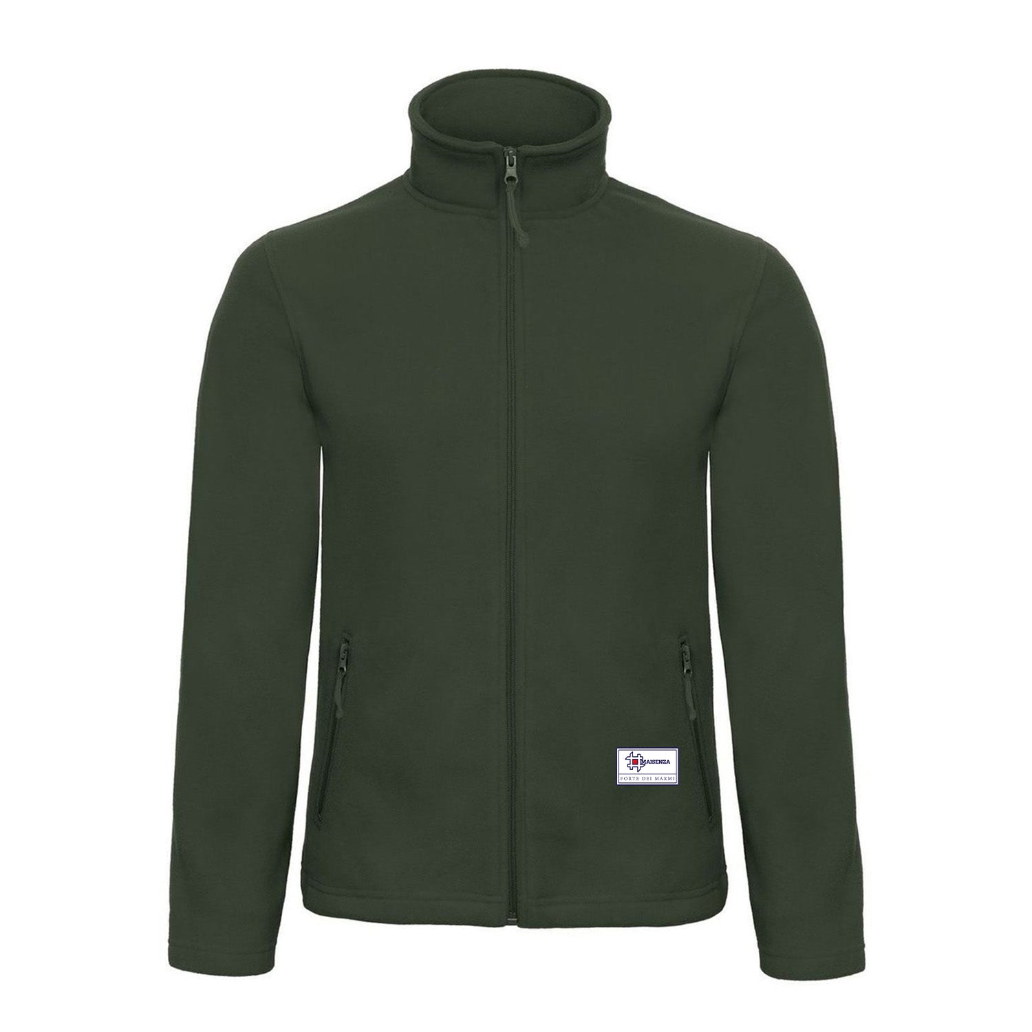 Sweater jacket in pile Label - Verde scuro