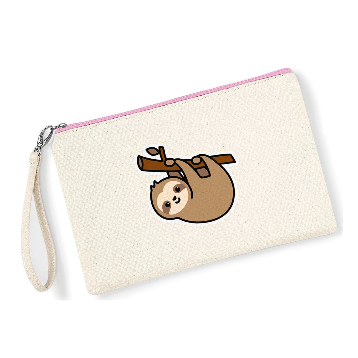 Pochette Bradipo in cotone canvas zip rosa - Maisenza # Forte dei Marmi