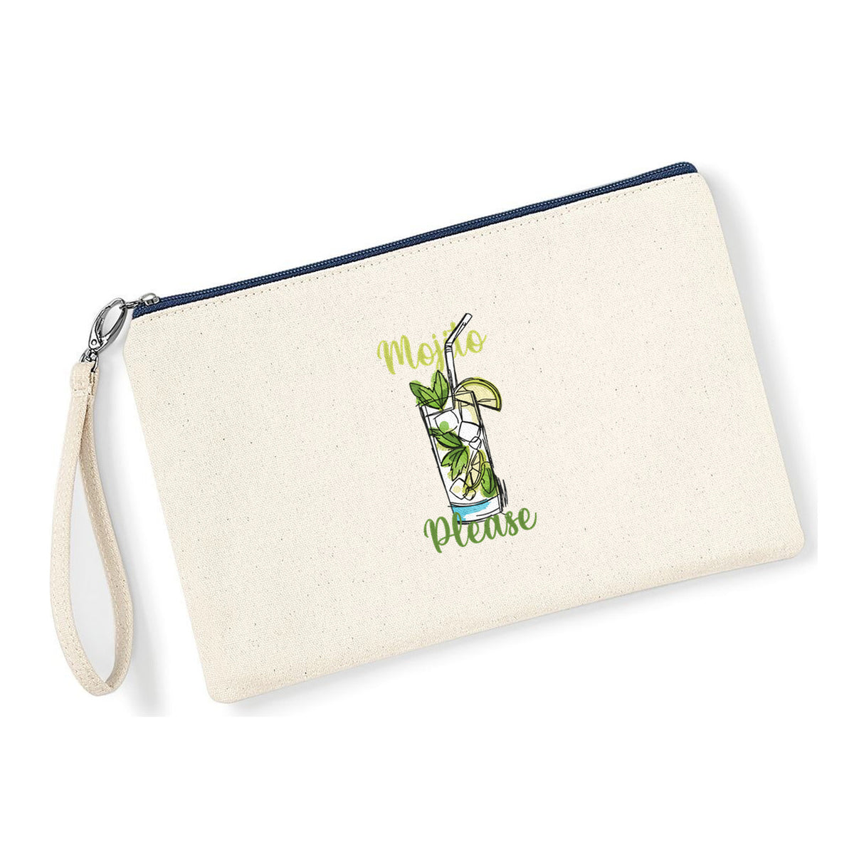 Pochette Mojito Please in cotone canvas zip navy - Maisenza #