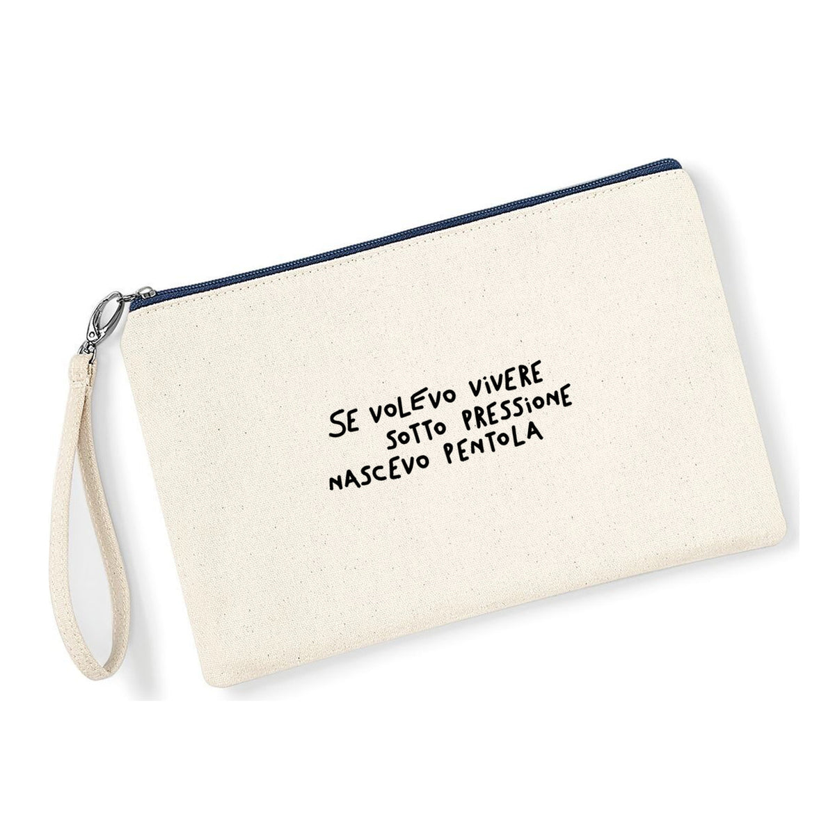 Pochette Nascevo Pentola in cotone canvas zip navy - Maisenza #