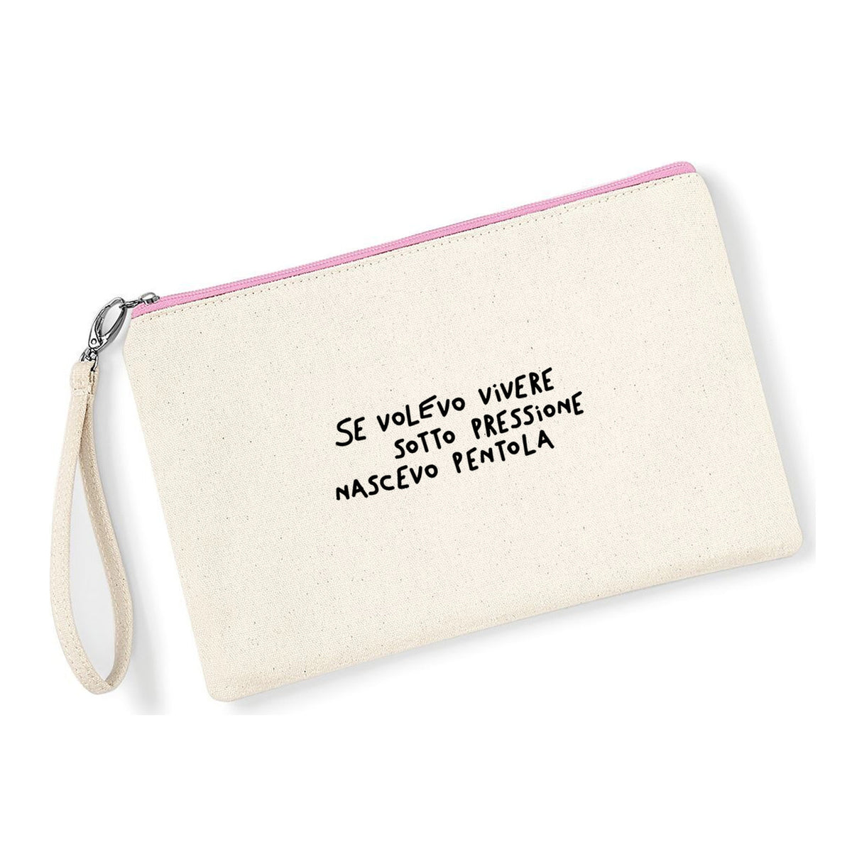 Pochette Nascevo Pentola in cotone canvas zip rosa - Maisenza #