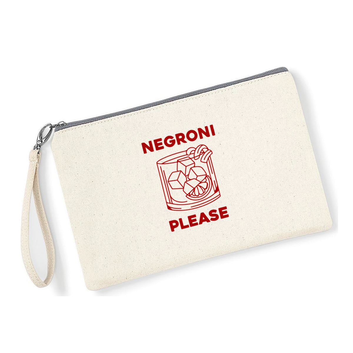 Pochette Negroni Please in cotone canvas zip grigio chiaro - Maisenza #