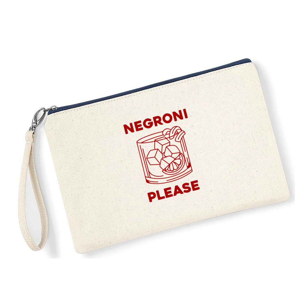 Pochette Negroni Please in cotone canvas zip navy - Maisenza #