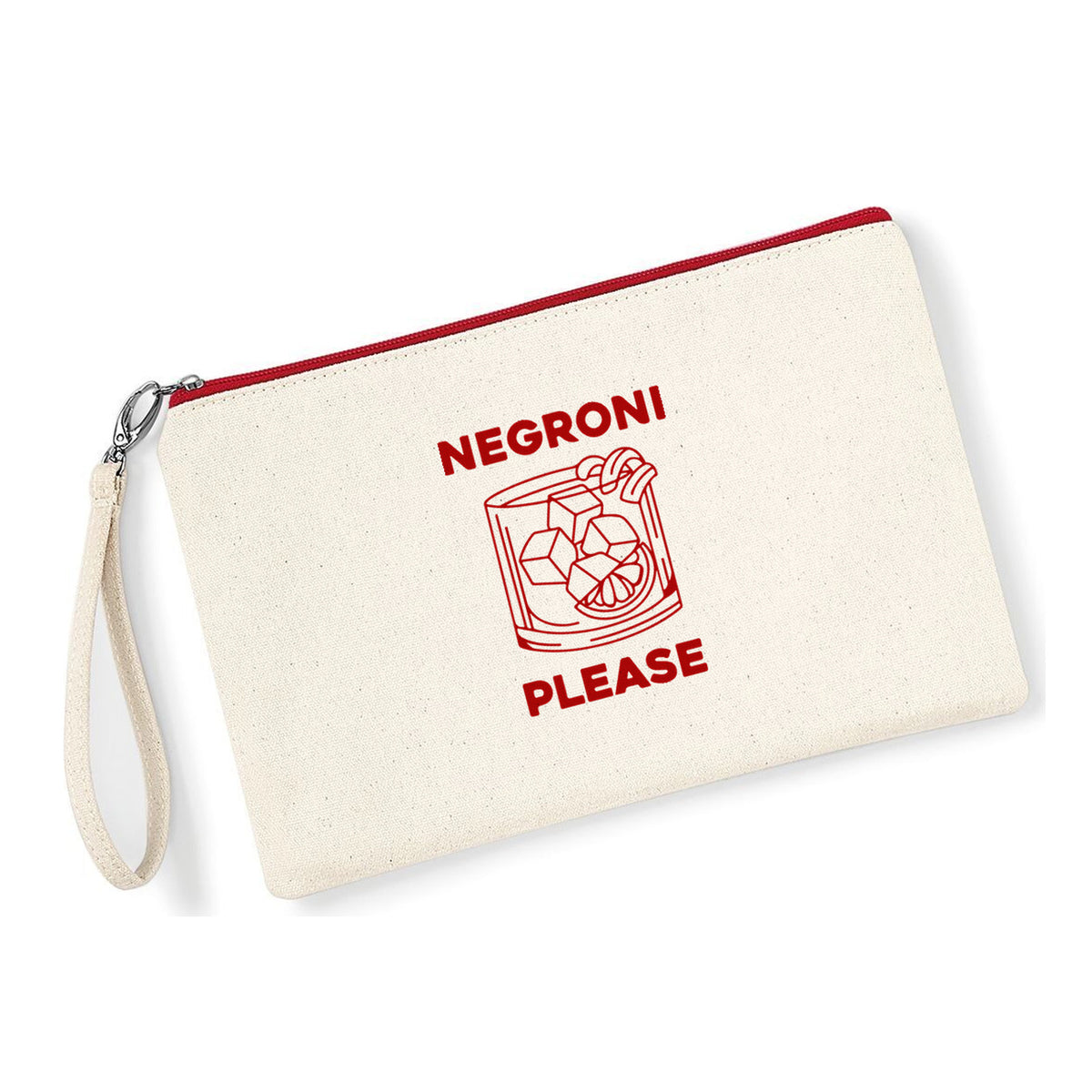 Pochette Negroni Please in cotone canvas zip rossa - Maisenza #