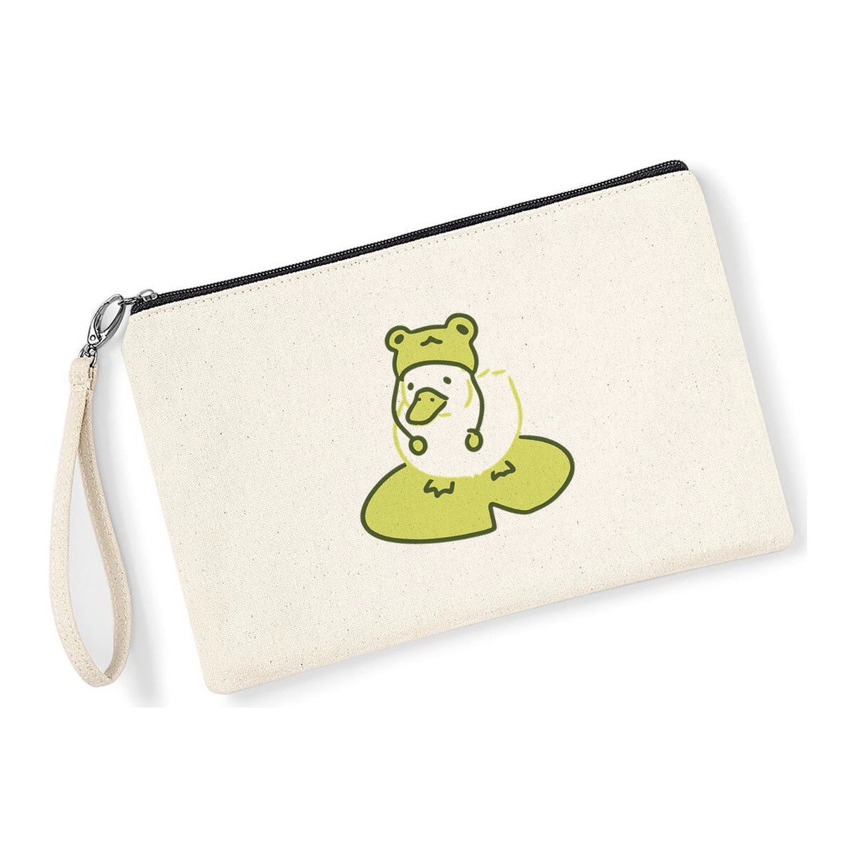 Pochette Paperella Rana in cotone canvas zip nera - Maisenza #