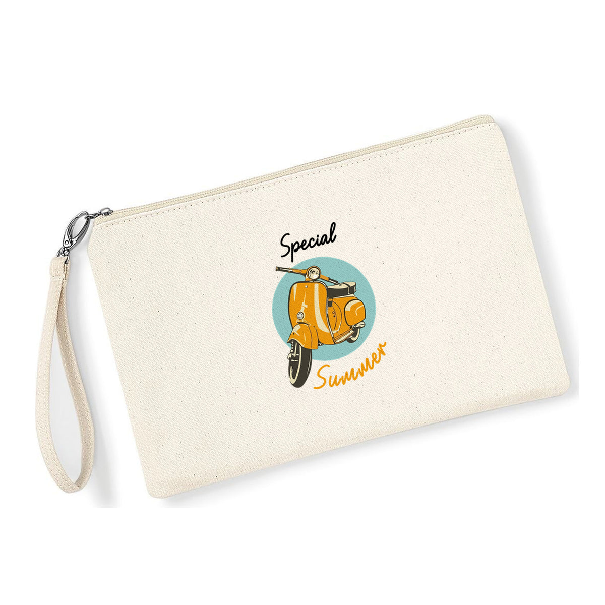 Pochette Special Summer in cotone canvas zip naturale - Maisenza #