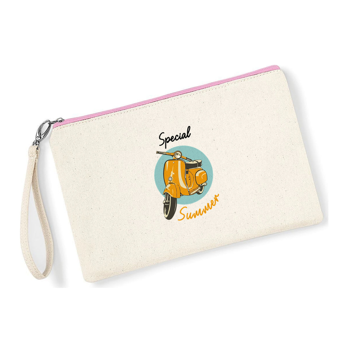 Pochette Special Summer in cotone canvas zip rosa - Maisenza #