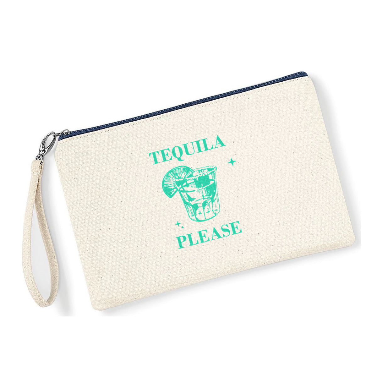 Pochette Tequila Please in cotone canvas zip navy - Maisenza #