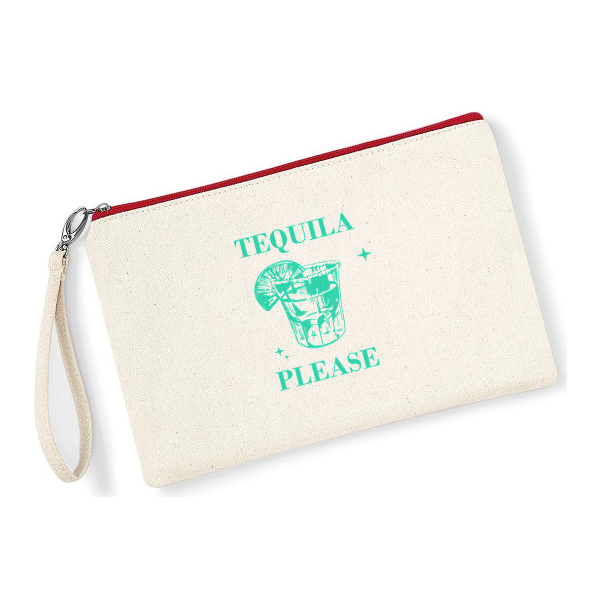 Pochette Tequila Please in cotone canvas zip rossa - Maisenza #