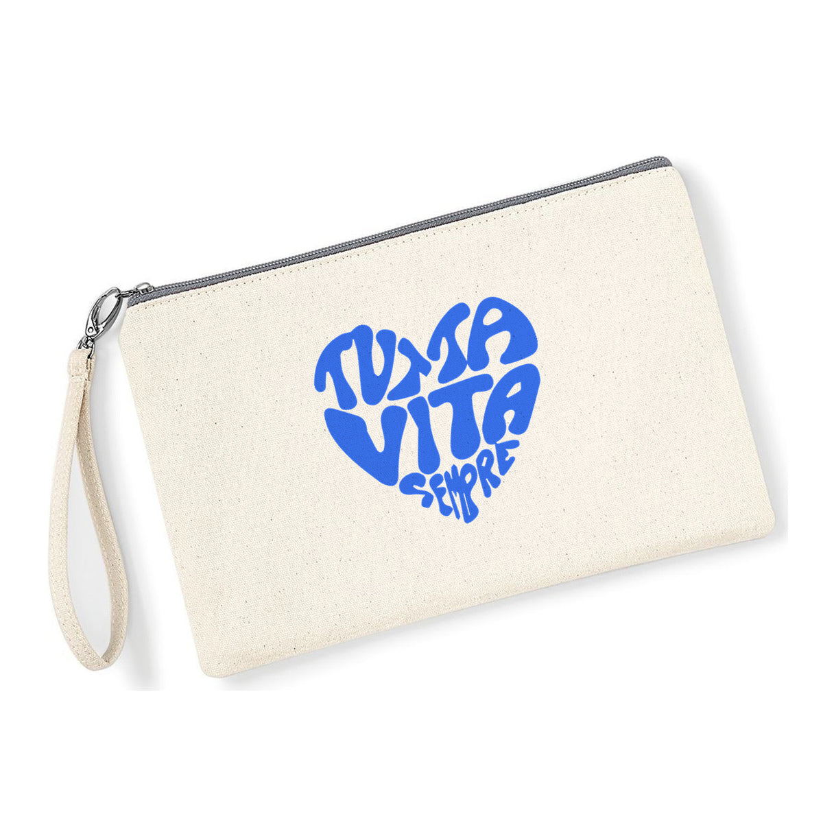 Pochette Tutta Vita Sempre in cotone canvas zip grigio chiaro - Maisenza #