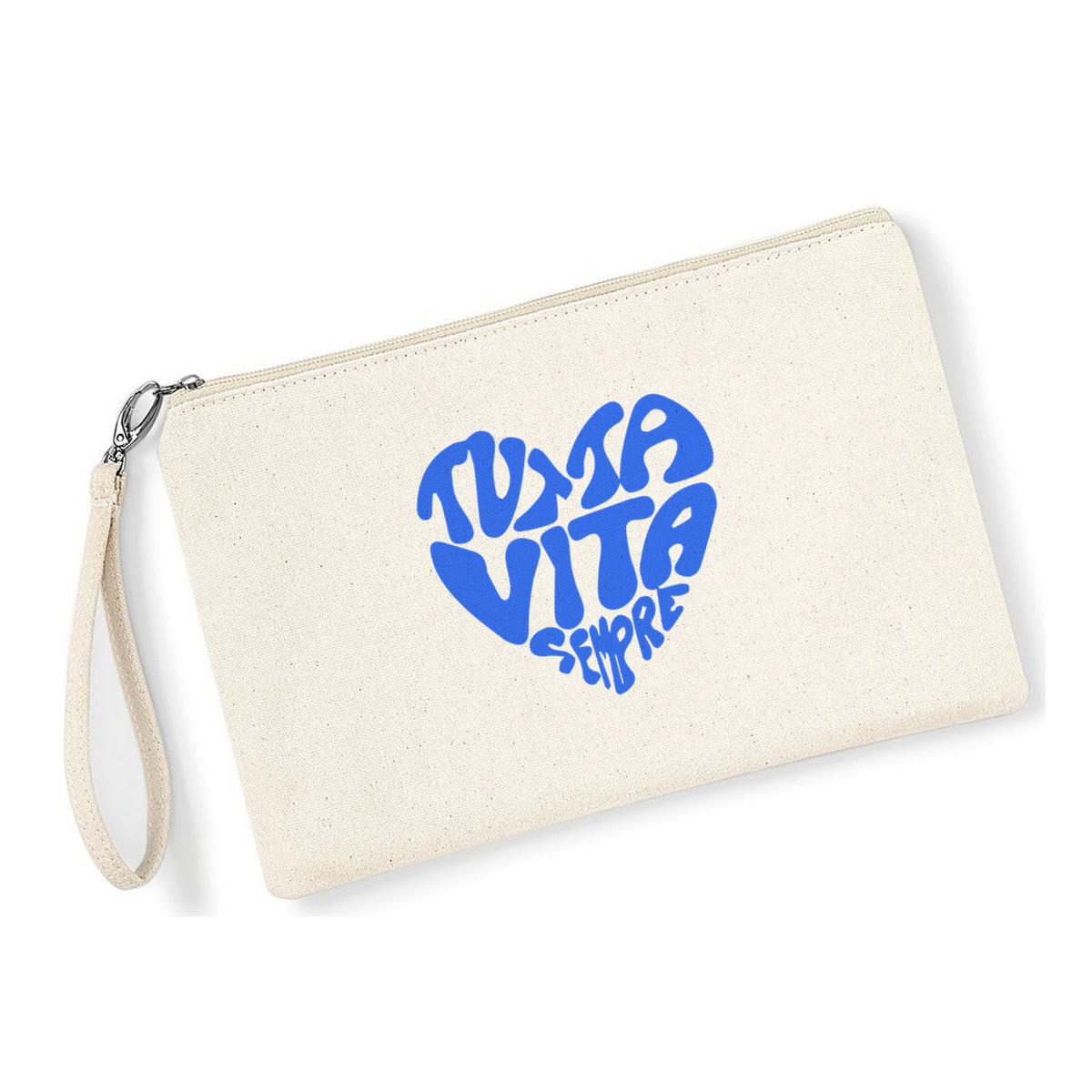 Pochette Tutta Vita Sempre in cotone canvas zip naturale - Maisenza #