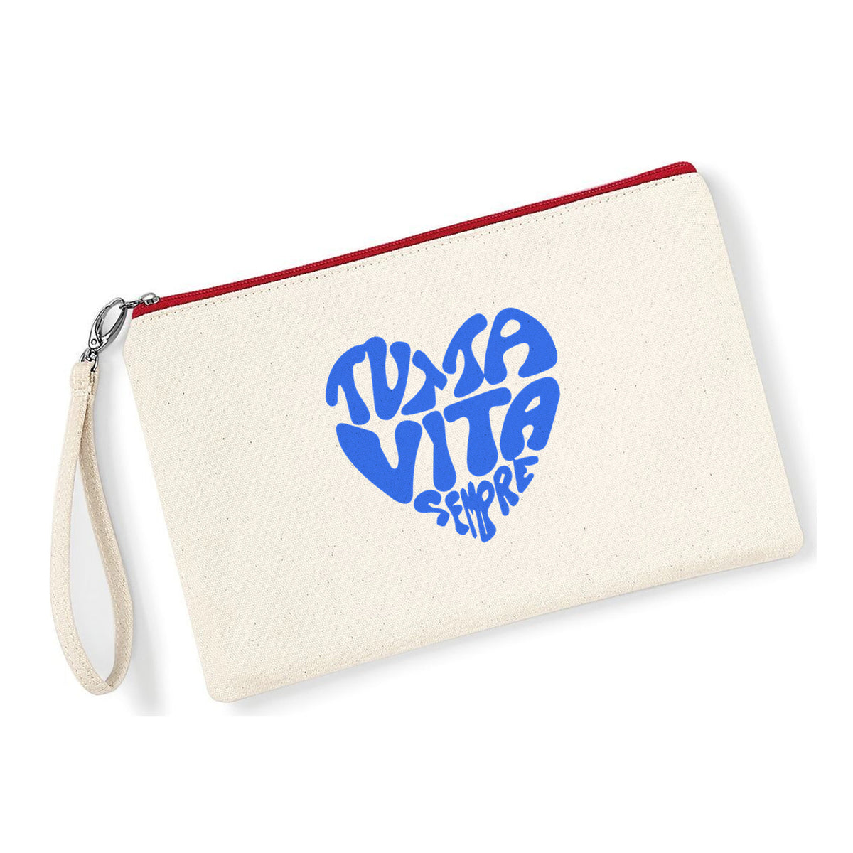 Pochette Tutta Vita Sempre in cotone canvas zip rossa - Maisenza #