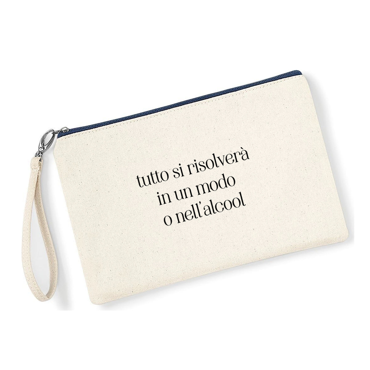 Pochette Tutto si Risolve in cotone canvas zip navy - Maisenza #