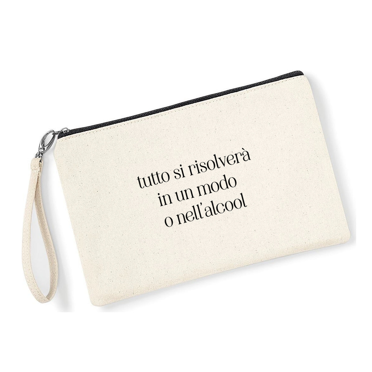 Pochette Tutto si Risolve in cotone canvas zip nera - Maisenza #