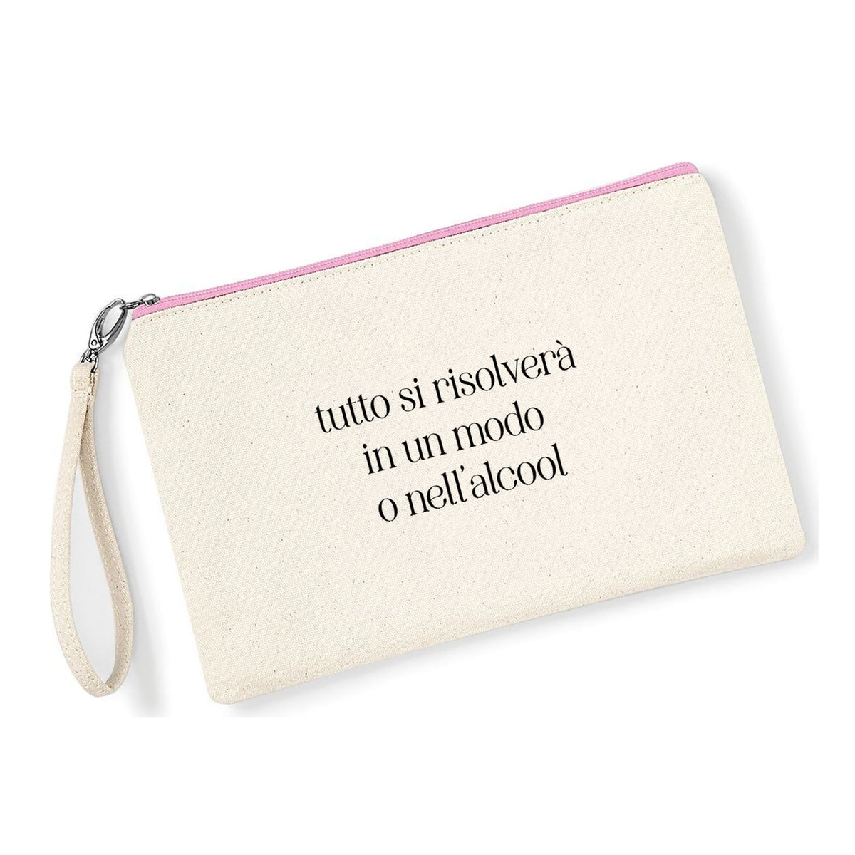 Pochette Tutto si Risolve in cotone canvas zip rosa - Maisenza #