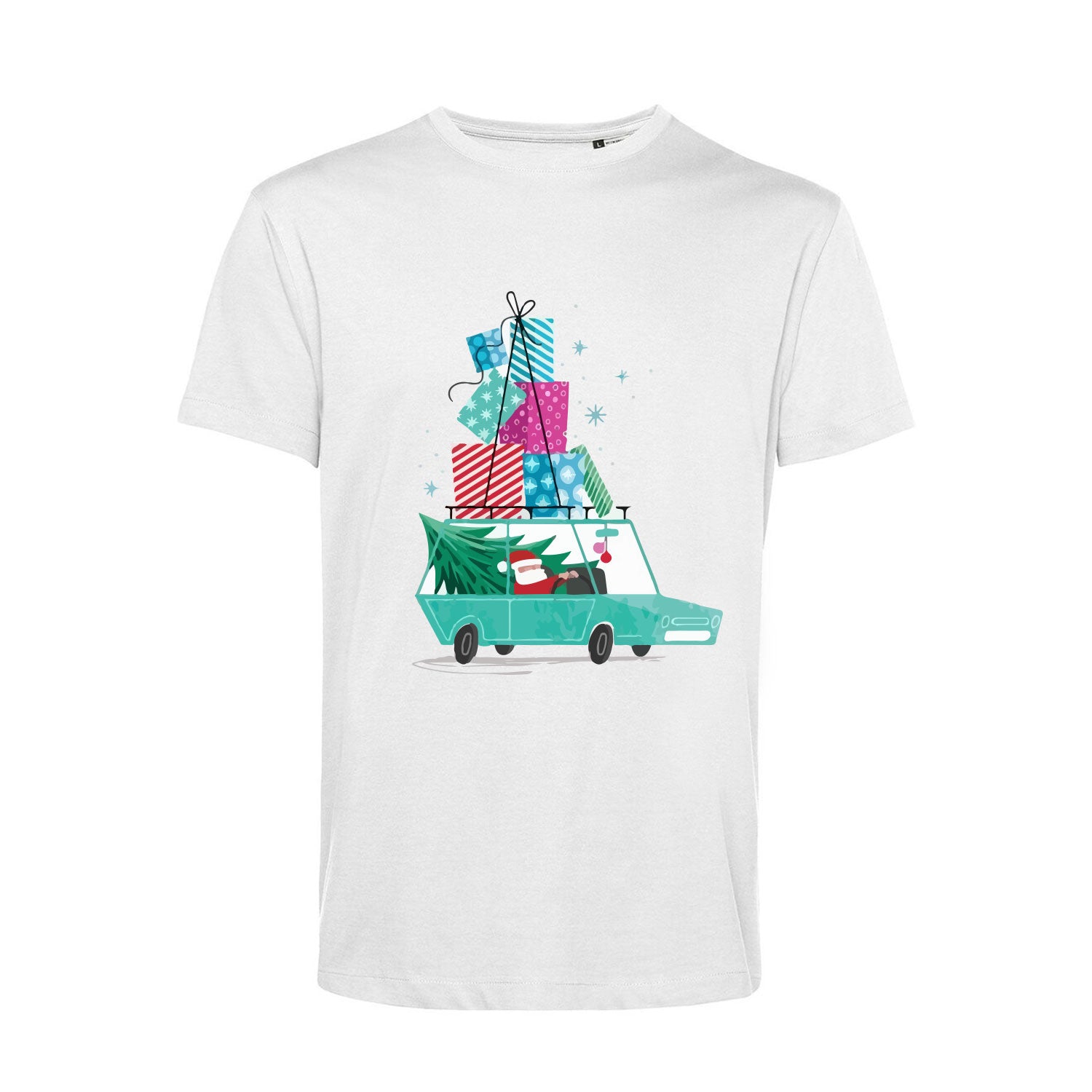 T-Shirt Stampata Natalizia - Santa's Car