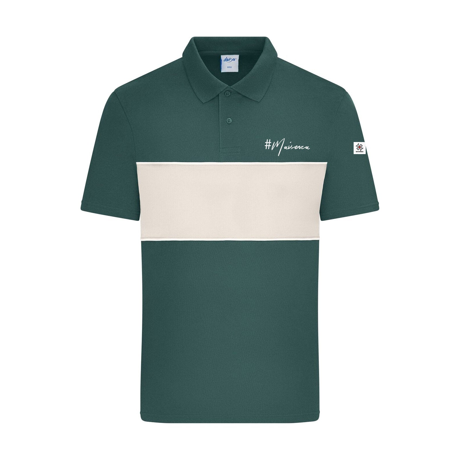 Striped polo Verde fumo/Sabbia - fronte