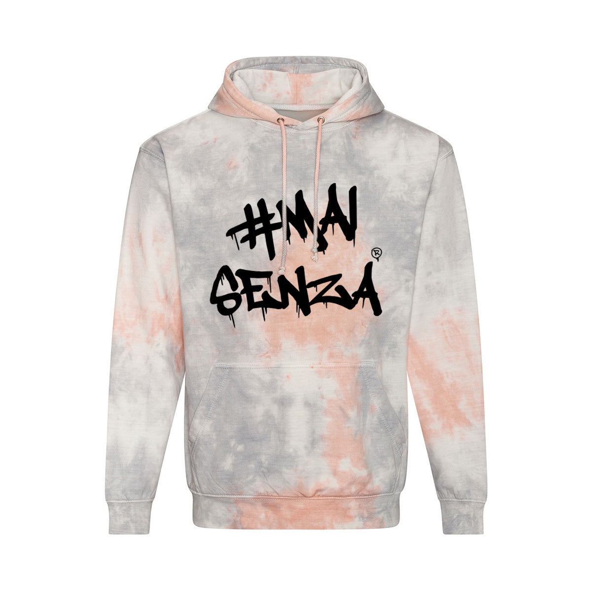 Felpa con cappuccio Tie Dye - grigio e rosa