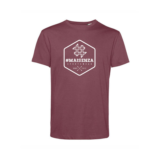 T-shirt organica Box Logo Burgundy - Uomo