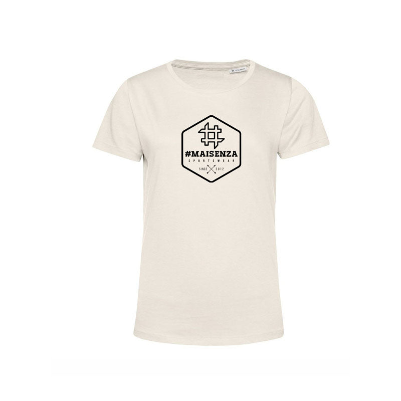 T-shirt organica Donna Box Logo - Off White