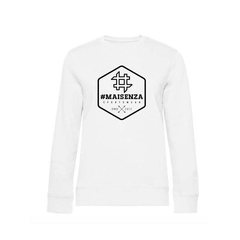 Felpa girocollo Box Logo White - Donna