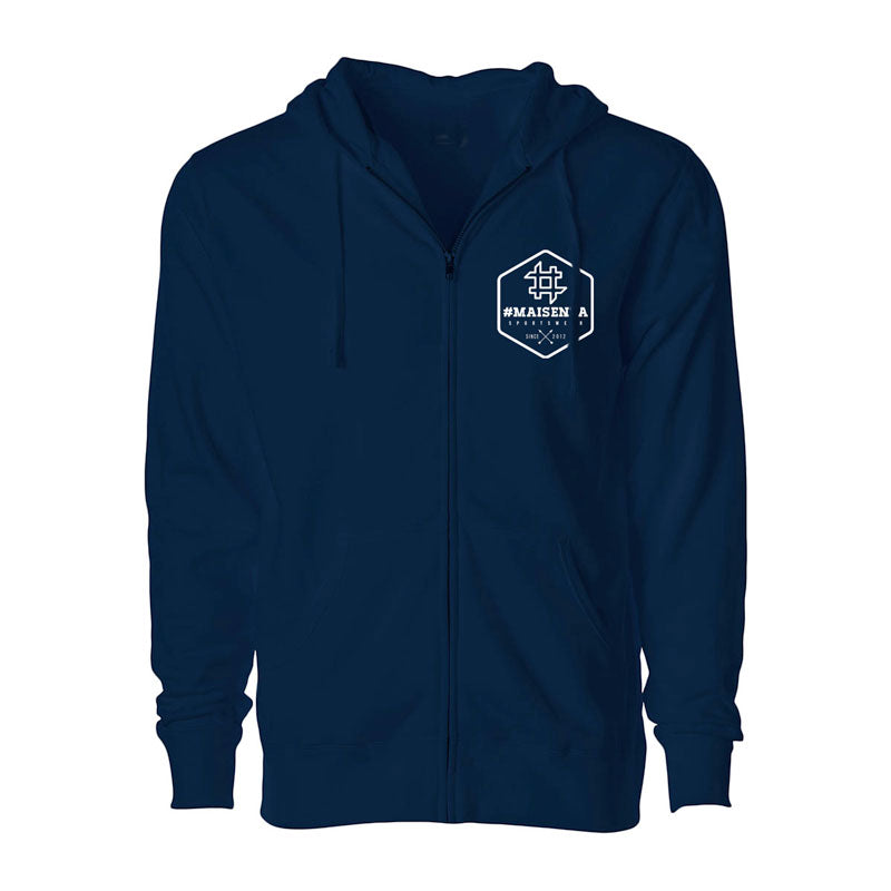 Felpa zip con cappuccio Box Logo Uomo - Navy