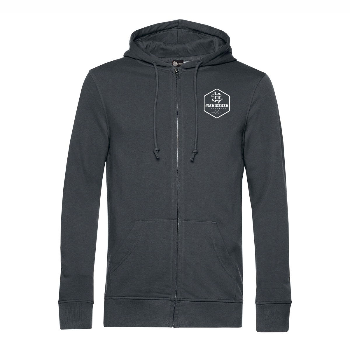 Felpa zip con cappuccio uomo BOX LOGO - Asphalt