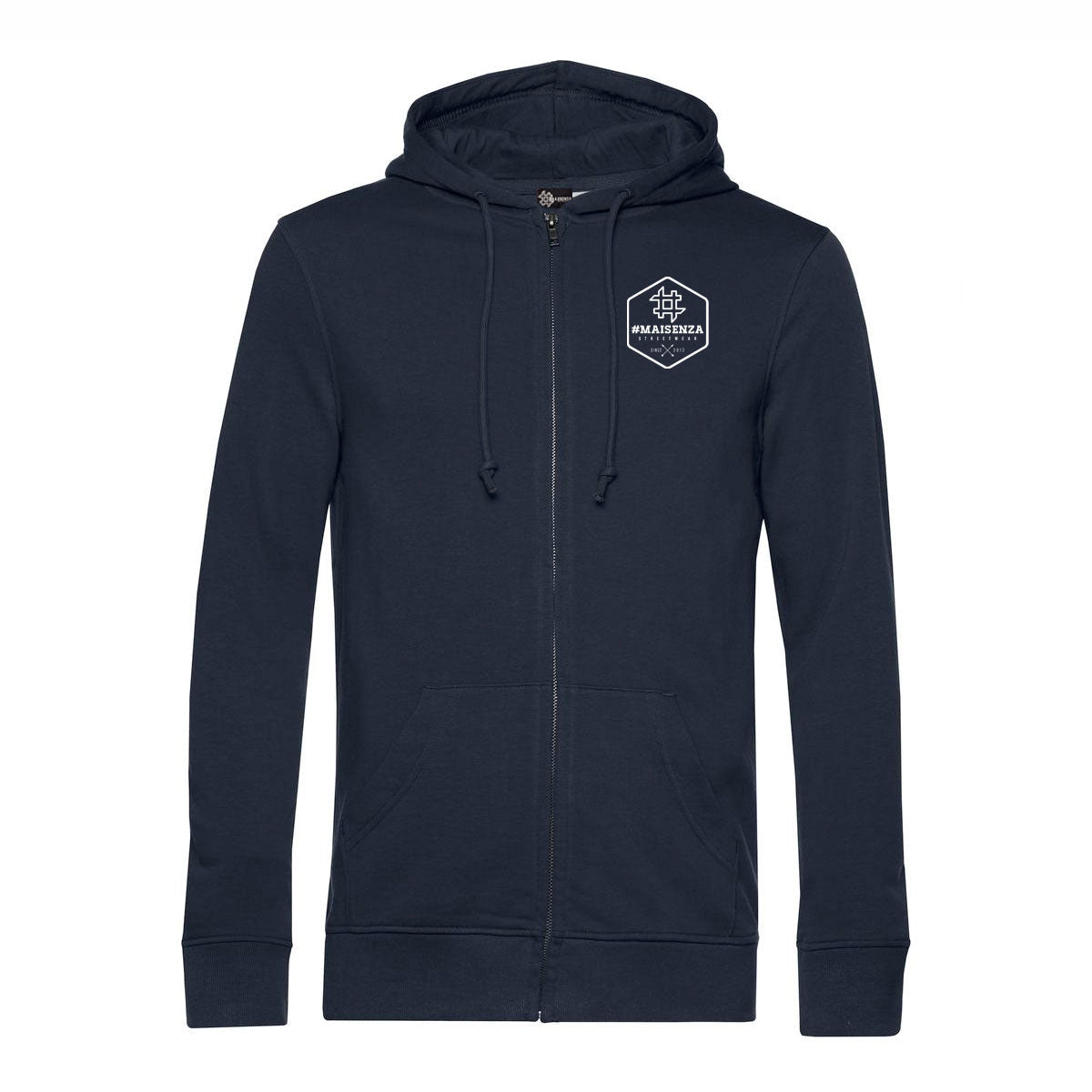 Felpa zip con cappuccio uomo BOX LOGO - Navy