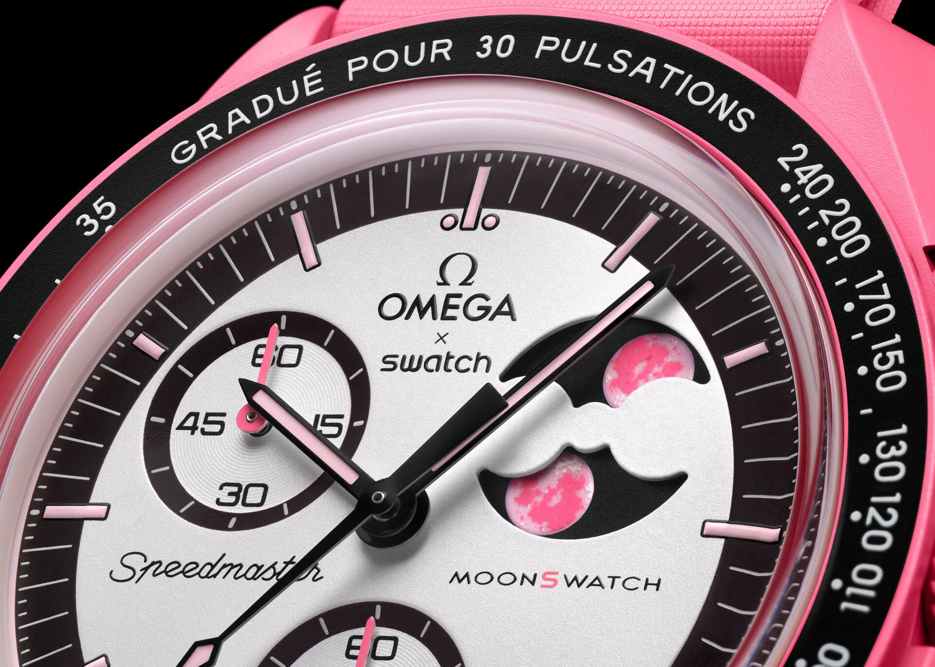 Swatch x Omega Bioceramic Moonswatch Mission to the Pink Moonphase