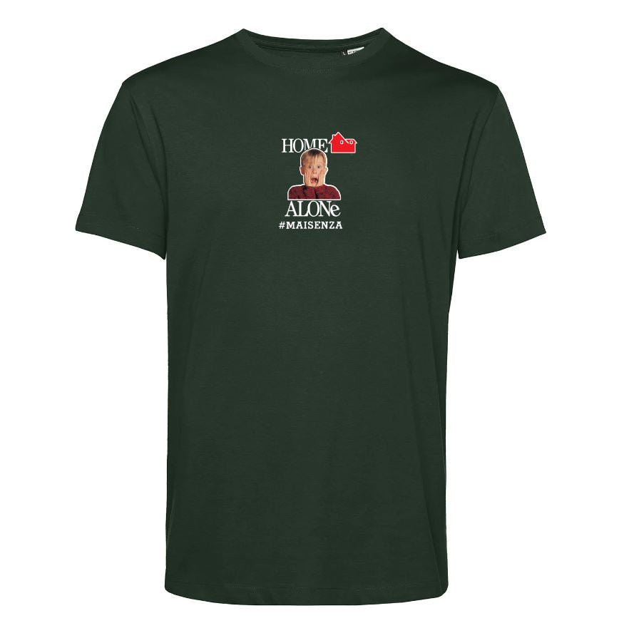 T-shirt organica Uomo Home Alone - Verde bottiglia