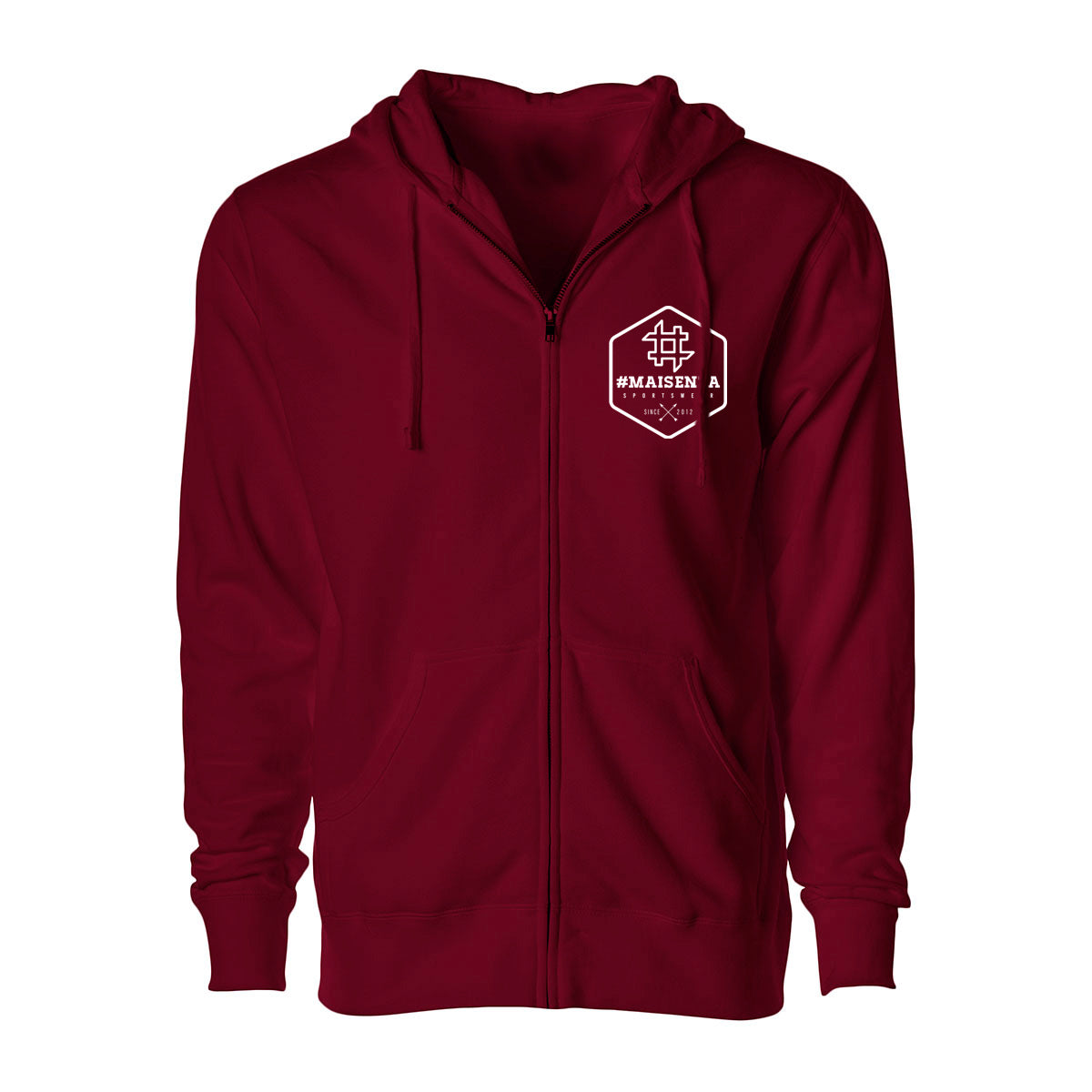 Felpa zip con cappuccio Box Logo Uomo - Burgundy