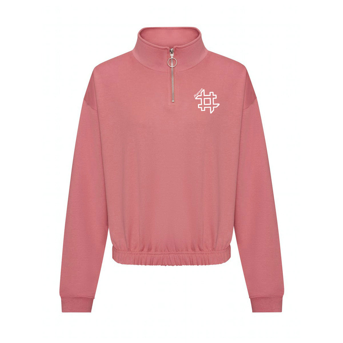 Felpa crop con Zip - Rosa scuro