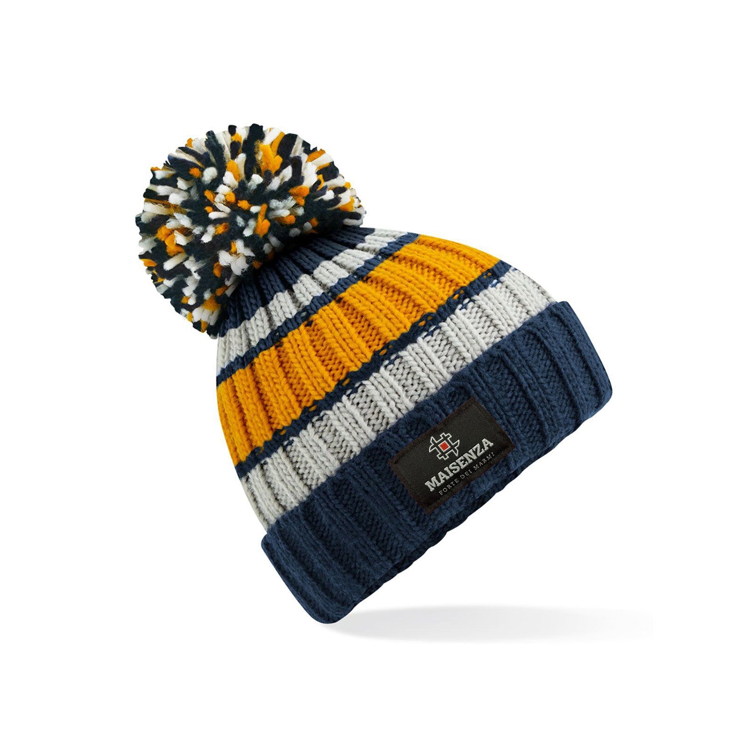 Cappello di lana con pom pom Hygge Beanie Maisenza # - Giallo e Blu