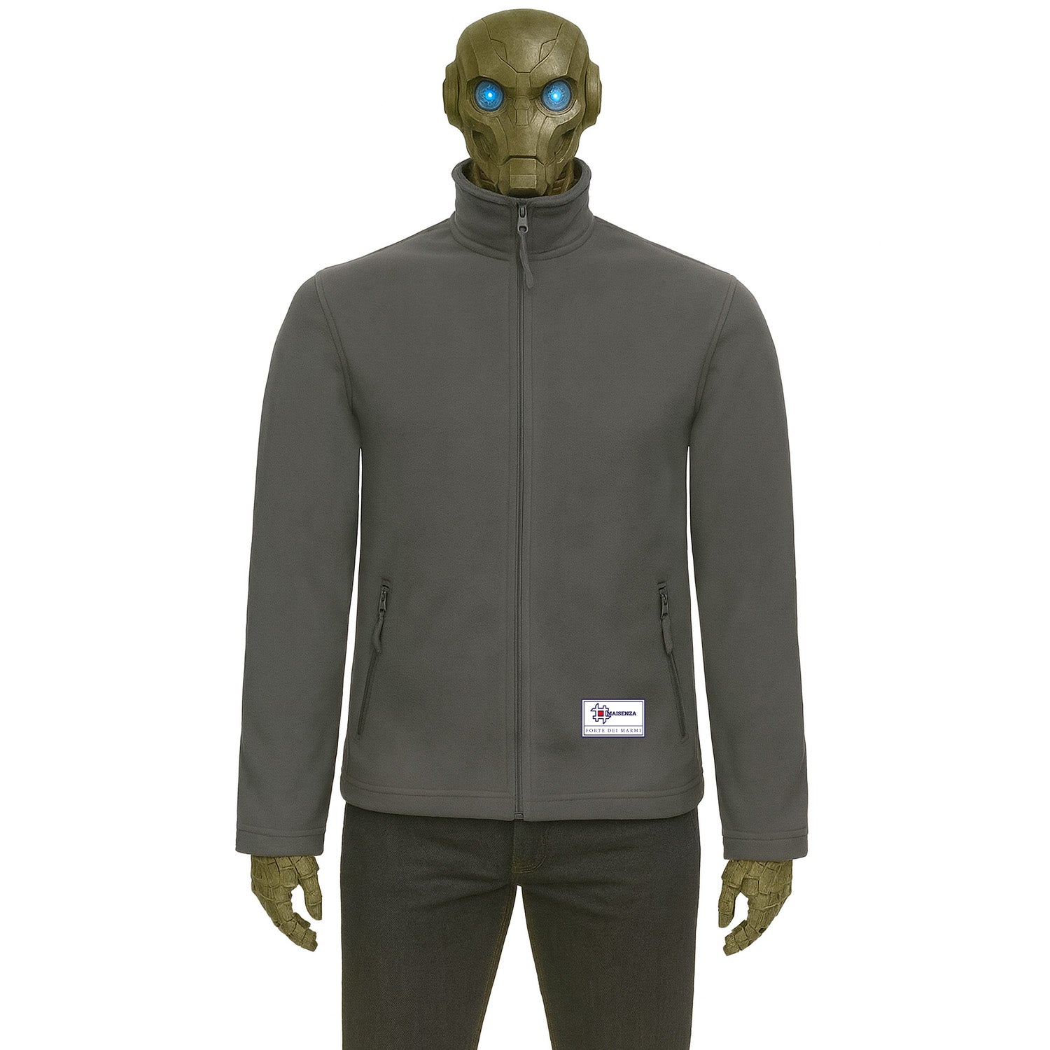 Sweater jacket in pile Label - Grigio antracite