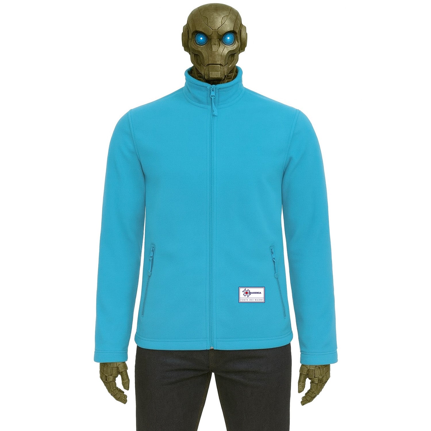 Sweater jacket in pile Label - Azzurro